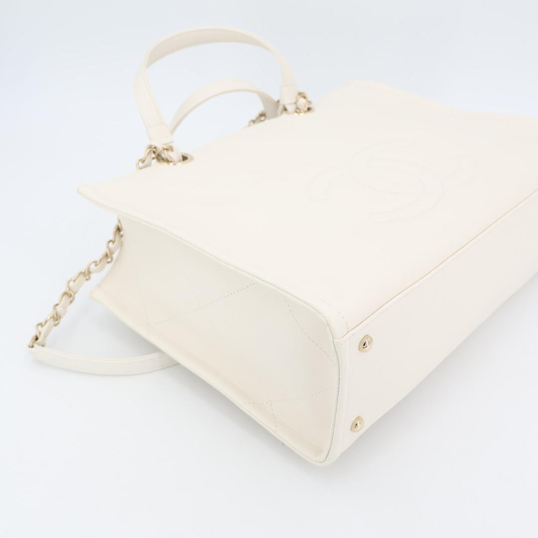 シャネル CHANEL スモールジップショップ 2WAY ホワイト AS3129 レディース トートバッグ 美品