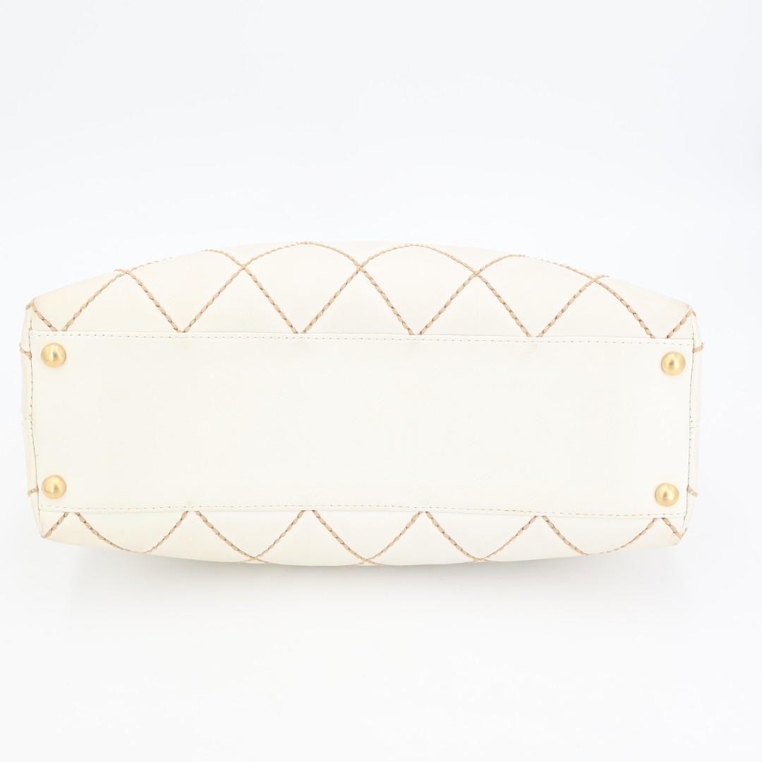 シャネル CHANEL ワイルドステッチ ココマーク ショルダーバッグ ワンショルダー チェーンショルダー レザー ベージュ ゴールド金具