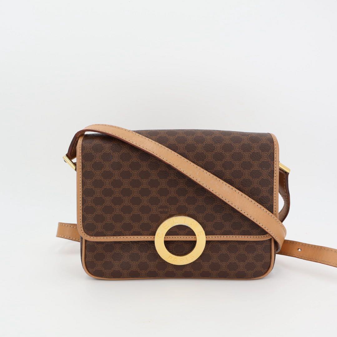 セリーヌ CELINE サークルロゴ マカダム PVC×レザー ショルダーバッグ