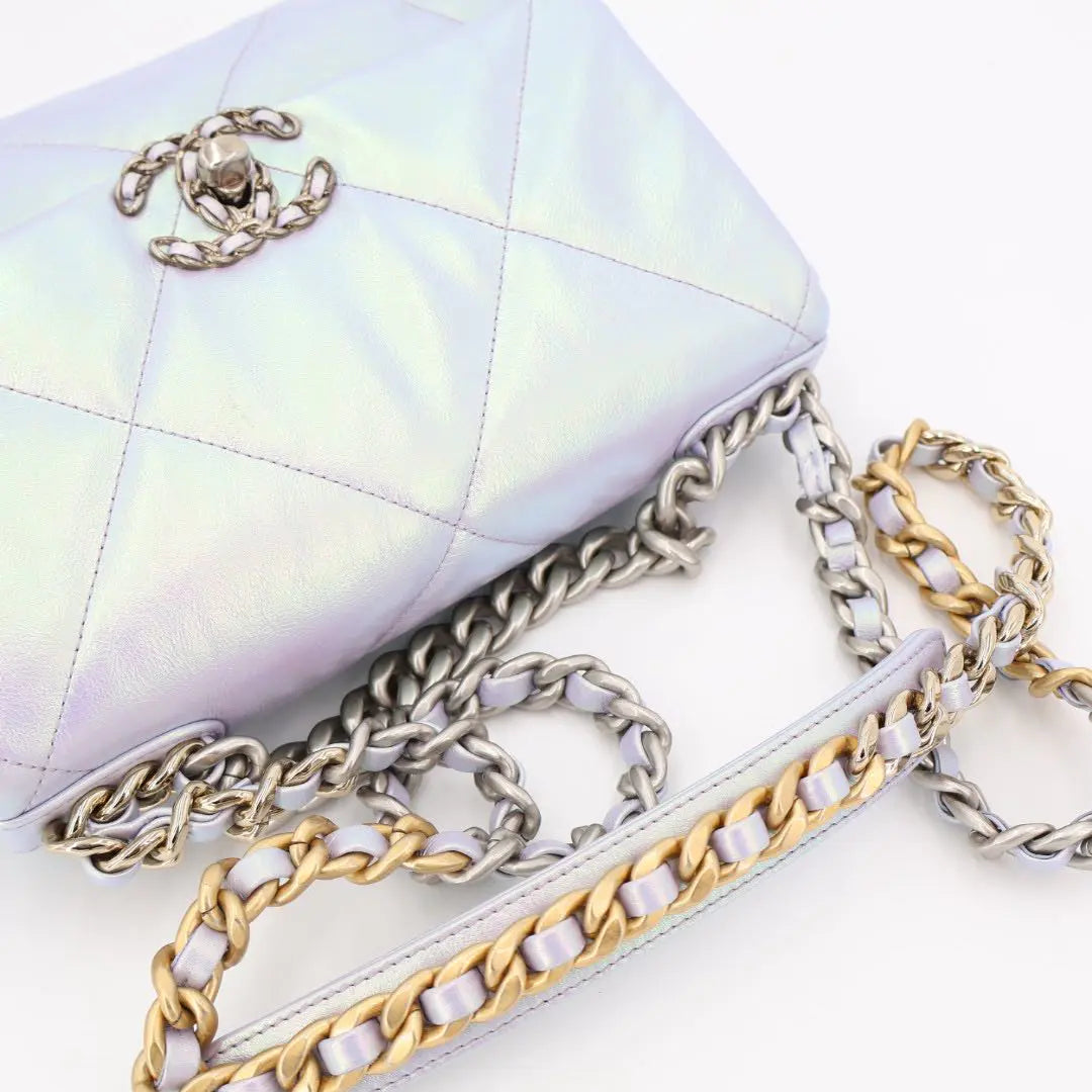 シャネル CHANEL シャネル19 カーフ 2WAYショルダーバッグ オーロラ シルバー金具 ICチップあり B07690