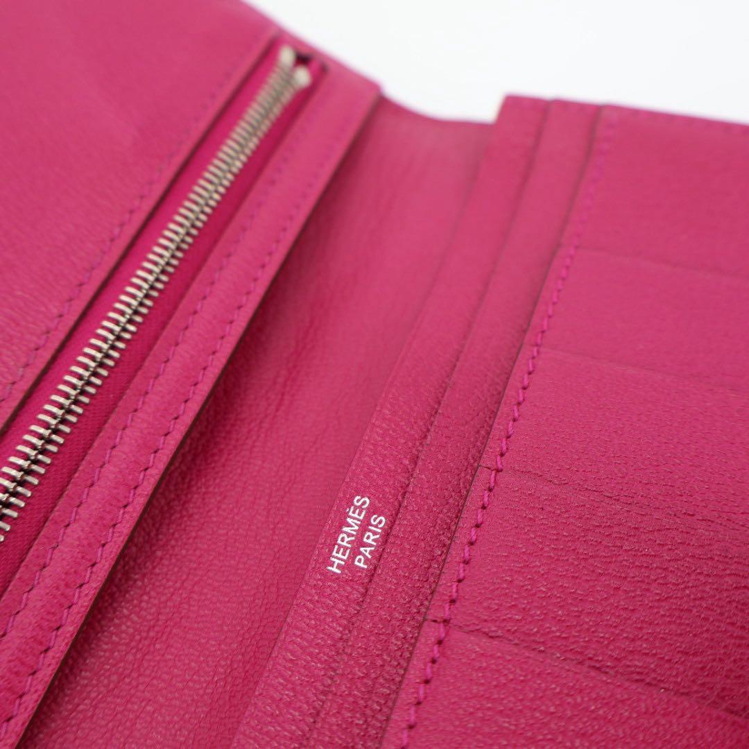 エルメス HERMES ベアンスフレ ローズシェヘラザード 二つ折り長財布