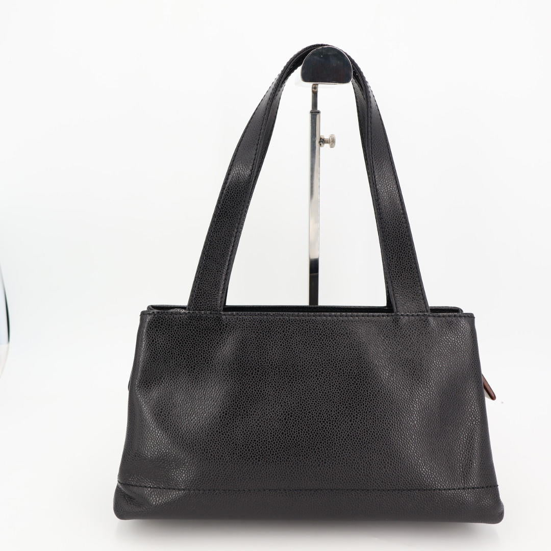 シャネル CHANEL 牛革 ハンドバッグ ゴールド金具 ブラック