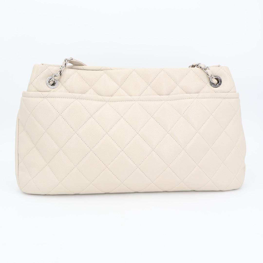 シャネル CHANEL チェーントートバッグ マトラッセ ココマーク グレーベージュ ソフトキャビアスキン