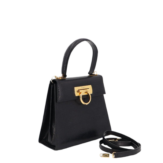 フェラガモ Ferragamo サルヴァトーレフェラガモ ガンチーニ リザード レザー 本革 2way ハンドバッグ