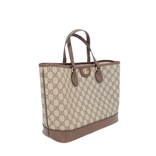 グッチ GUCCI GGスプリーム トートバッグ ショルダーバッグ 765043 ベージュ ブラウン PVC レザー レディース