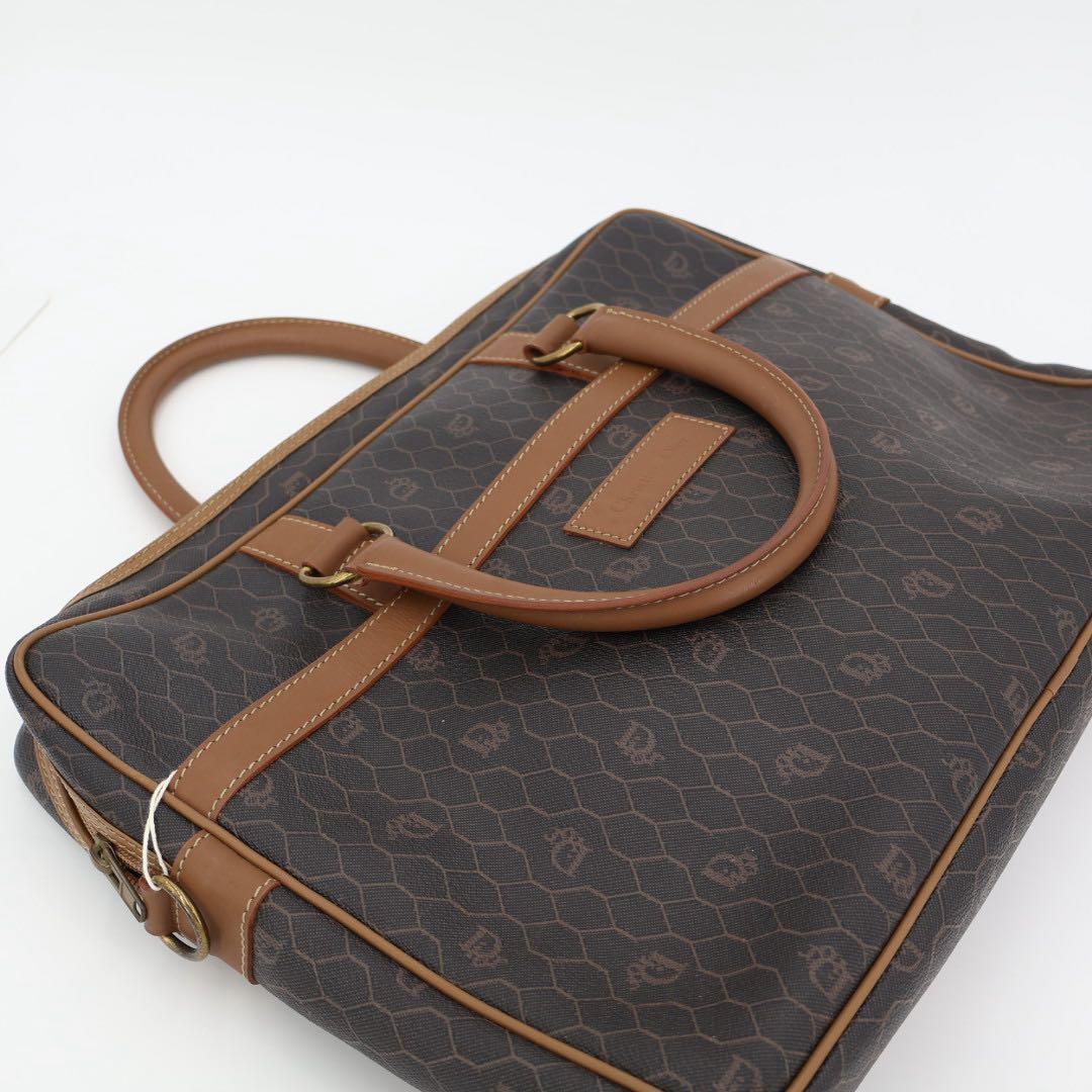 クリスチャンディオール Christian Dior ハニカム ブラウン 茶 ゴールド金具 PVC ビジネスバッグ