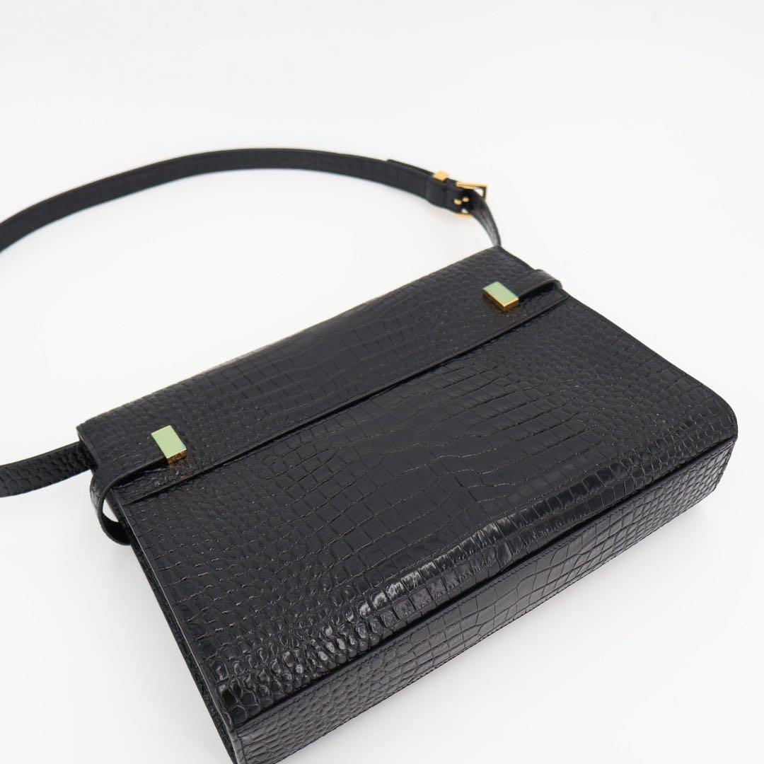サンローラン Saint Laurent ショルダーバッグ マンハッタン ミディアム 型押しレザー 美品