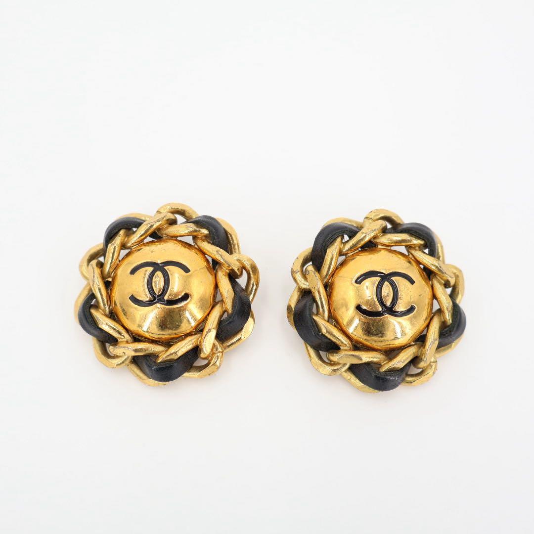 シャネル CHANEL ココマーク 29 ブローチ GP×革 ゴールド キズ スレ
