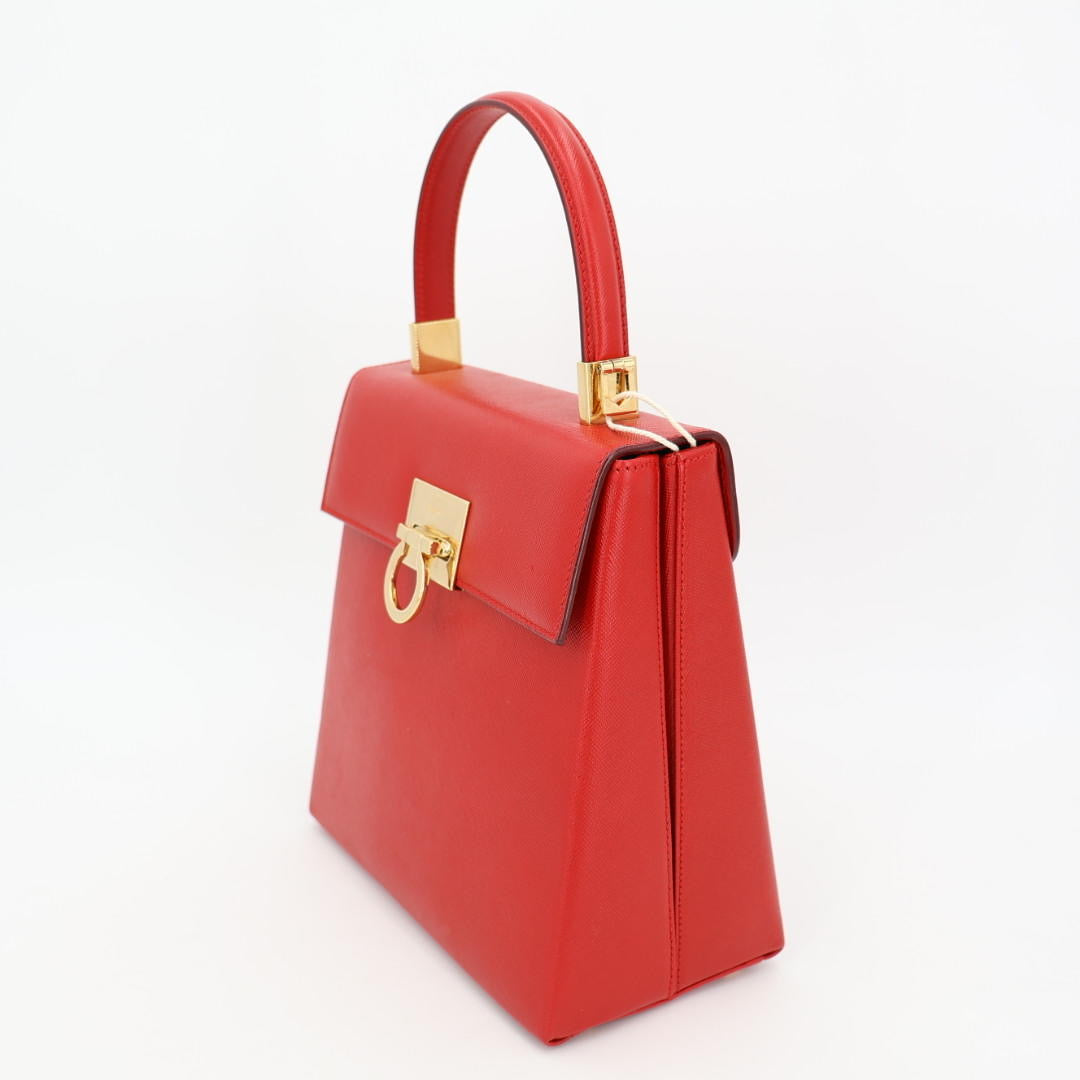 フェラガモ Salvatore Ferragamo ガンチーニ レザー 2way ショルダーバッグ レッド