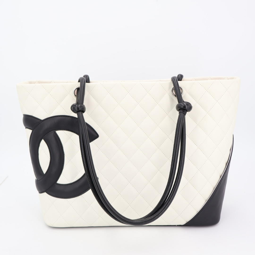 シャネル CHANEL カンボンライントートバッグ トートバッグ バッグ レザー レディース ホワイト系 / ブラック系 ホワイト ブラック