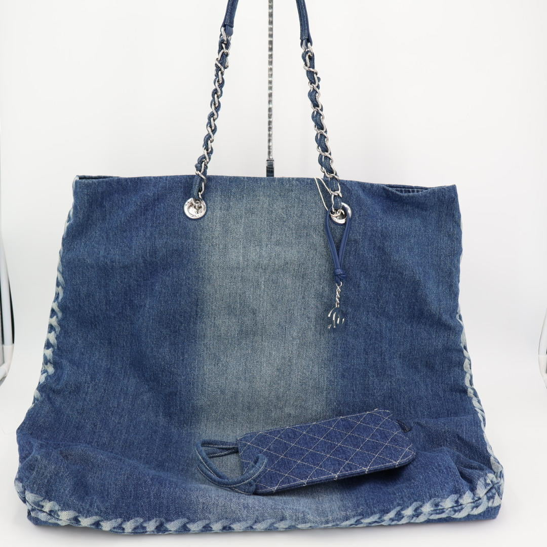 シャネルCHANELデニムチェーントートバッグレディース 美品