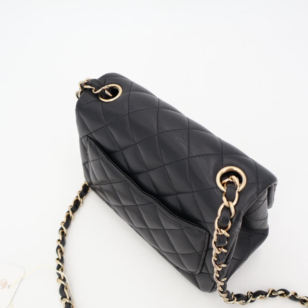 シャネル CHANEL ミニフラップバッグ チェーンショルダー 2019SS マトラッセ A35200 黒 ゴールド金具 ラムスキン レディース 美品