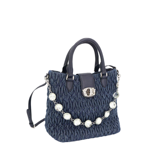 ミュウミュウ MIU MIU マテラッセ デニム クリスタル 3WAYハンドバッグ 5BE001 レディース 3WAYバッグ
