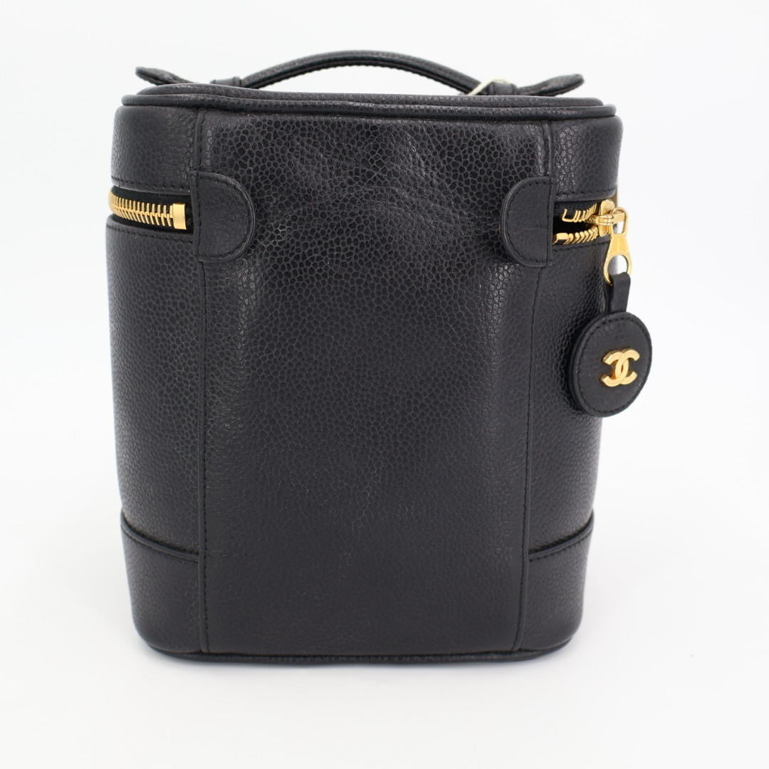 シャネル CHANEL ハンドバッグ バニティバッグ キャビアスキンレザー ブラック