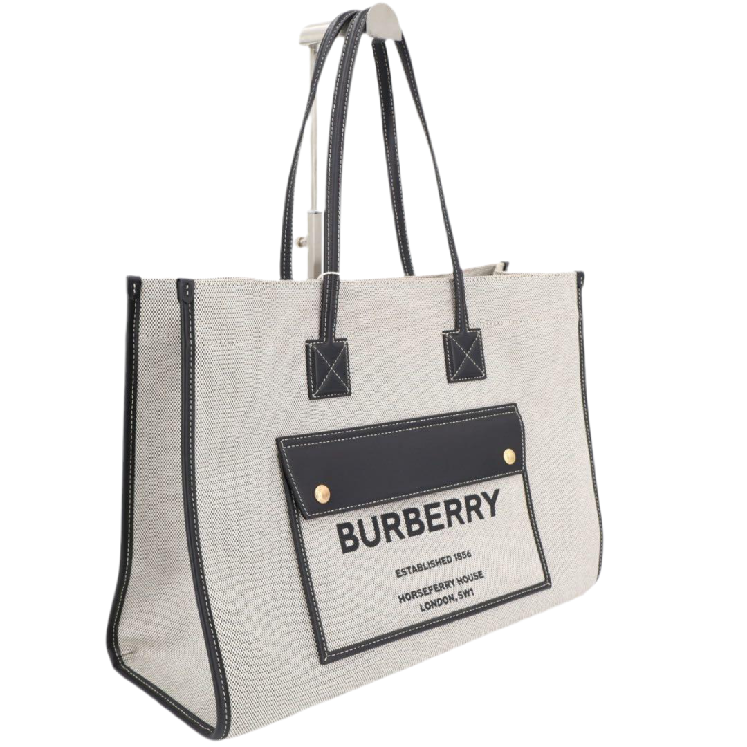 バーバリー BURBERRY フレヤ トートバッグ ミディアム 8044128 グレー ブラック ツートン ホースフェリー ハンドバッグ