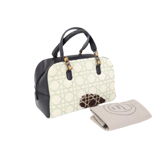 クリスチャンディオール Christian Dior ハンドバッグ カナージュ ハラコ BLK/MA-0091