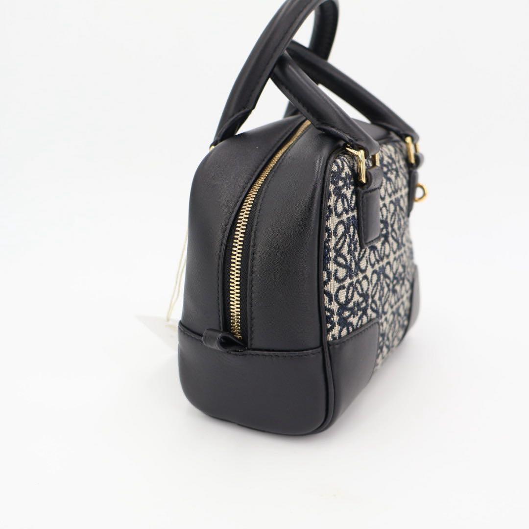 ロエベ LOEWE アマソナ16 ネイビー ブラック ゴールド金具 A039N21X03 カーフ アナグラムジャガード レディース ハンドバッグ