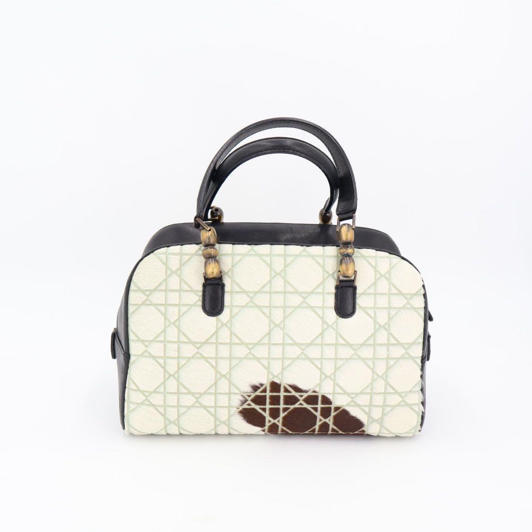 クリスチャンディオール Christian Dior ハンドバッグ カナージュ ハラコ BLK/MA-0091
