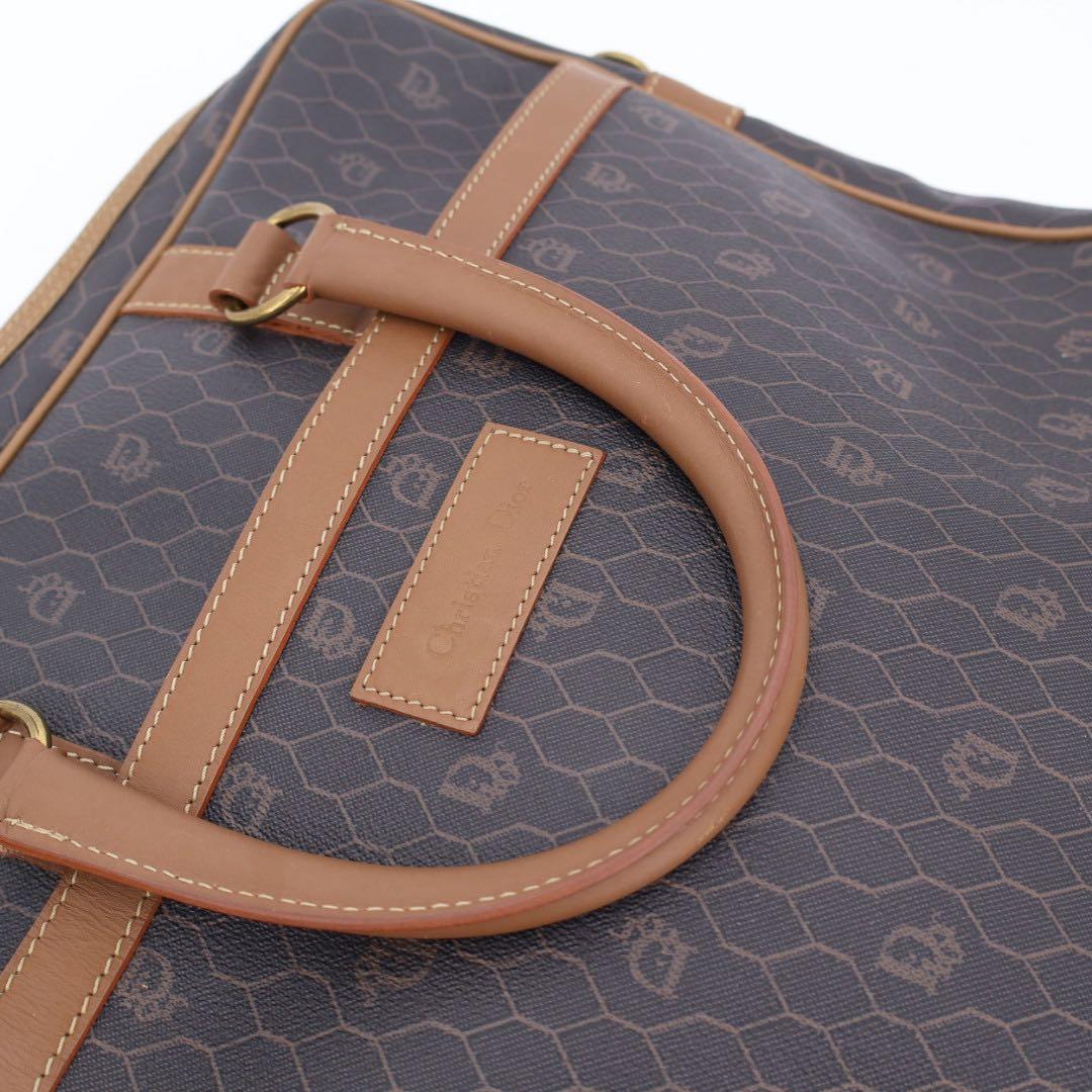 クリスチャンディオール Christian Dior ハニカム ブラウン 茶 ゴールド金具 PVC ビジネスバッグ