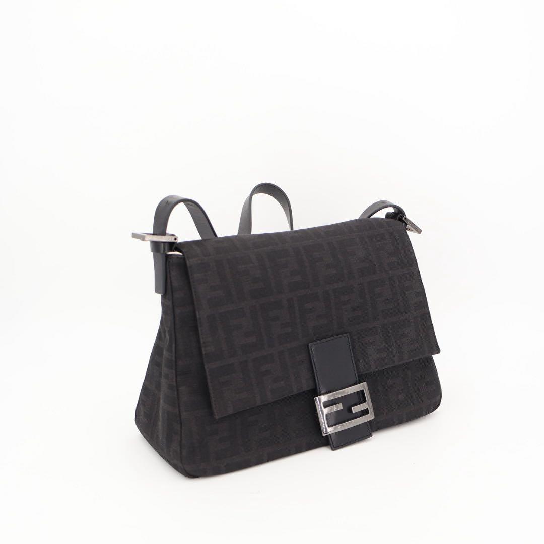 フェンディ Fendi ズッカ柄 ズッキーノ マンマバケット ナイロンキャンバス ワンショルダーバッグ ブラック系