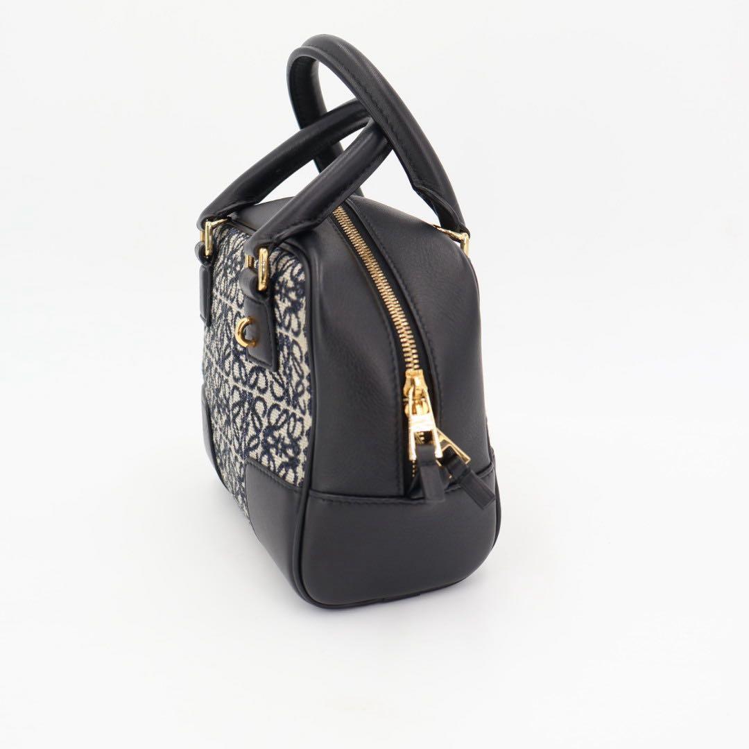 ロエベ LOEWE アマソナ16 ネイビー ブラック ゴールド金具 A039N21X03 カーフ アナグラムジャガード レディース ハンドバッグ
