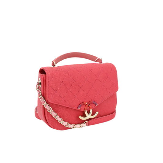 シャネル CHANEL マトラッセ ココマーク チェーン ショルダーバッグ キャビアスキン ピンク ゴールド金具 A93660