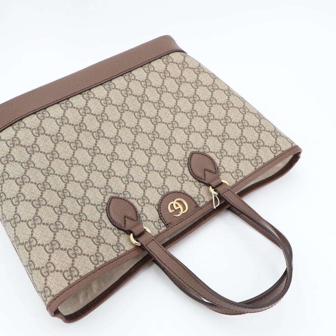 グッチ GUCCI GGスプリーム トートバッグ ショルダーバッグ 765043 ベージュ ブラウン PVC レザー レディース