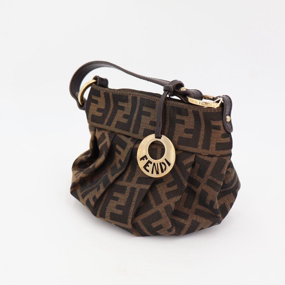 フェンディ FENDI ズッカ柄 ハンドバッグ キャンバス ブラウン 8BK044 レディース