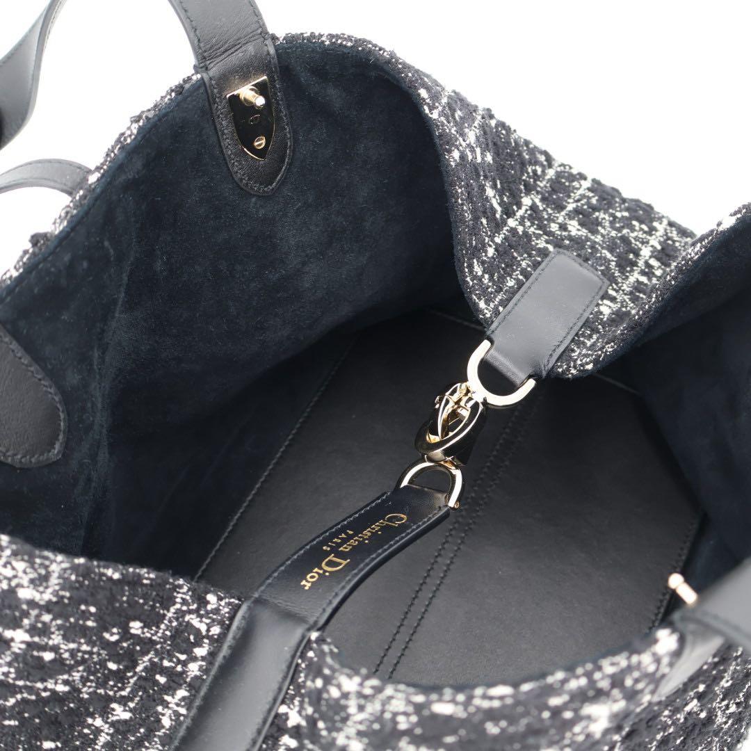 クリスチャンディオール Christian Dior ハンドバッグ カナージュ トゥジュール Toujours ミディアム ツイード M2821OTKV 2way 黒