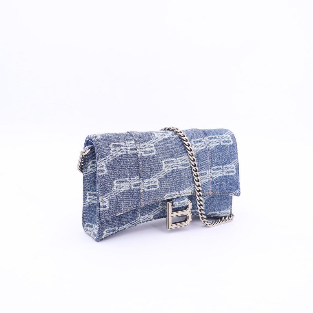 バレンシアガ BALENCIAGA デニムチェーンウォレット 656050 インディゴ 美品