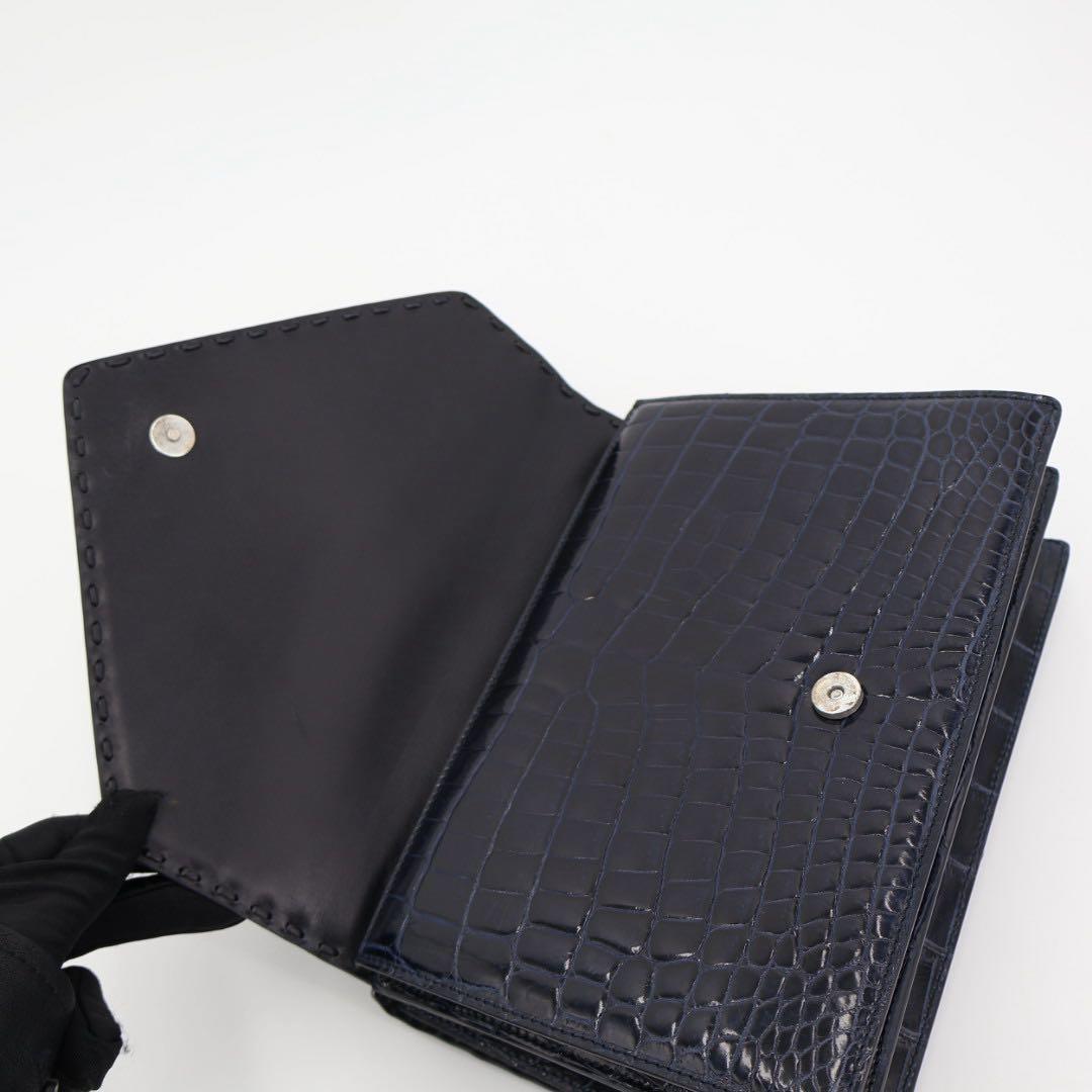 ボッテガ·ヴェネタBOTTEGA VENETA ハンドバック クロコバッグミニ ネイビー クロコダイル