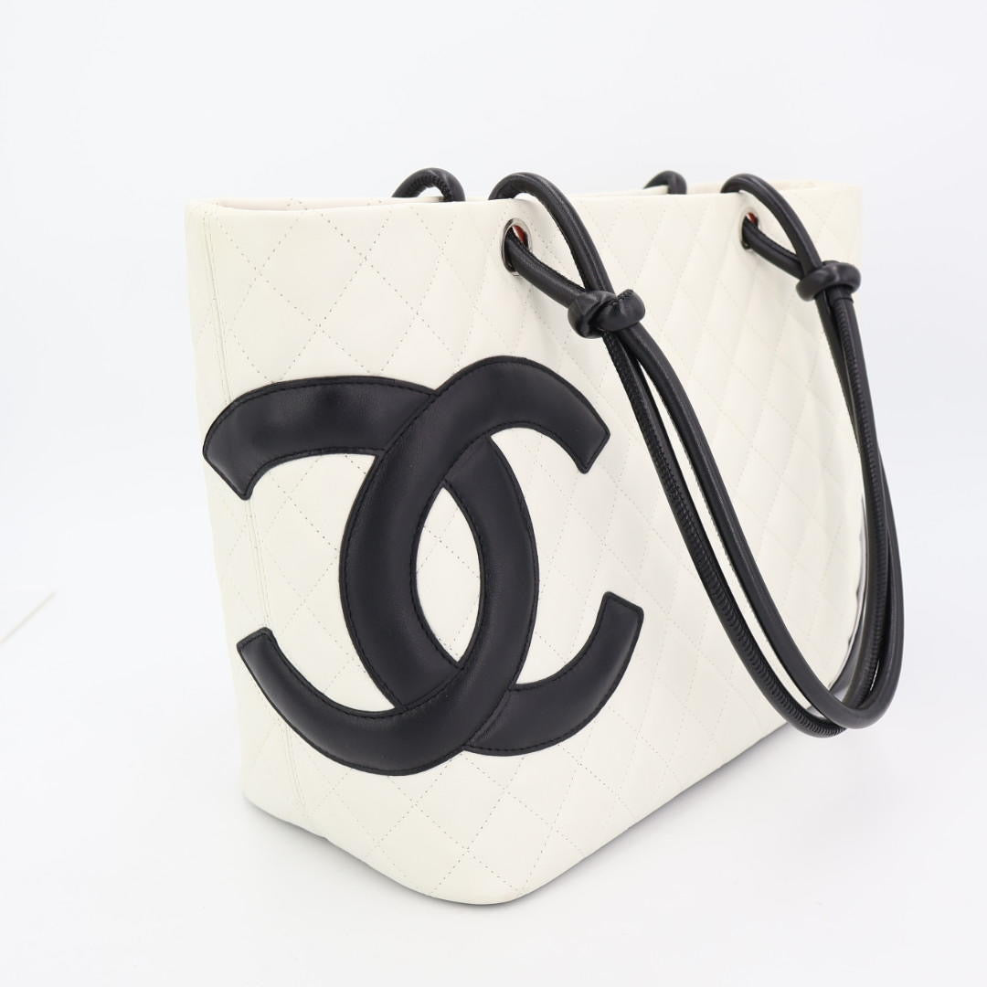 シャネル CHANEL カンボンライントートバッグ トートバッグ バッグ レザー レディース ホワイト系 / ブラック系 ホワイト ブラック