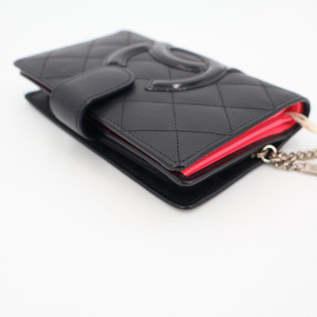 シャネル CHANEL ココマーク カンボン レザー 二つ折り財布 ブラック レディース ブランド