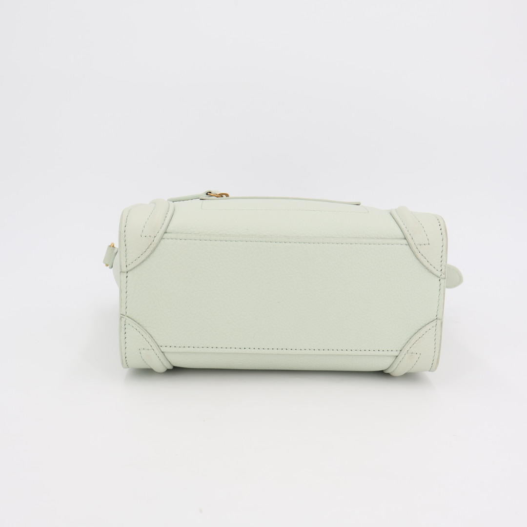 CELINE セリーヌ ラゲージ ナノショッパー 2WAY ライトグリーン ゴールド金具 レディース カーフ ハンドバッグ