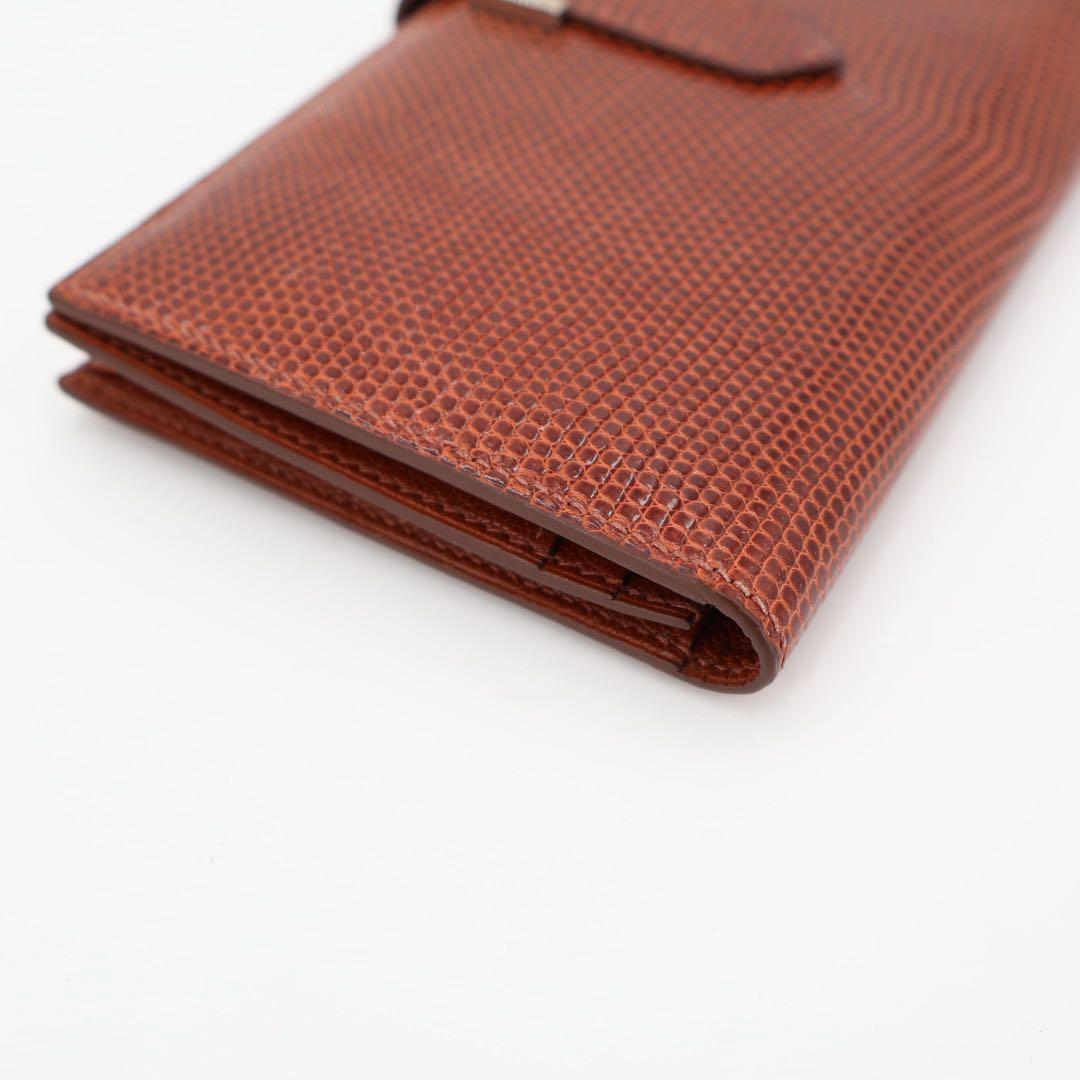 エルメス HERMES べアンスフレ 長財布 ボルドー リザード