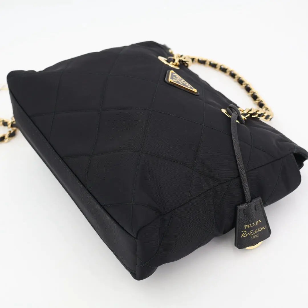 プラダ PRADA ナイロン ゴールドチェーンバッグ ブラック