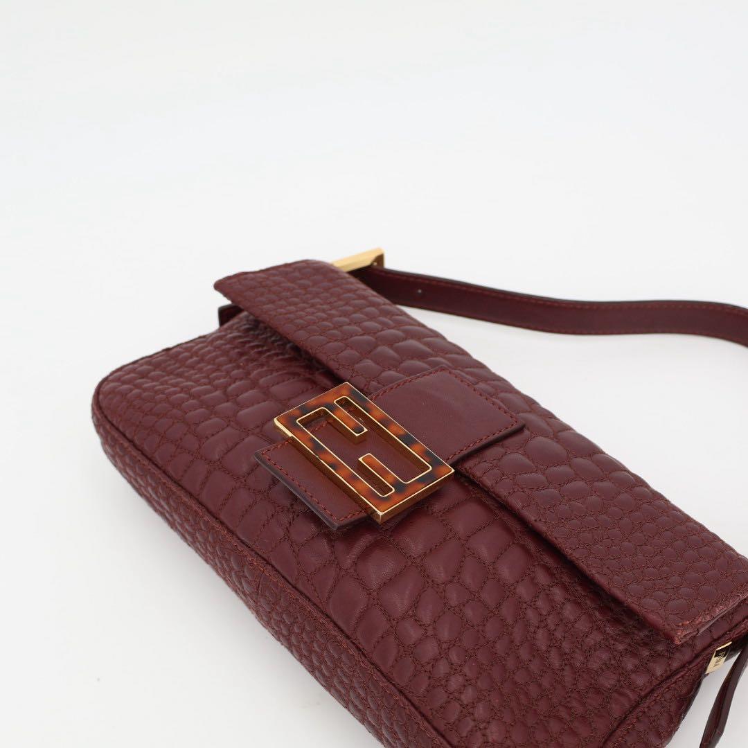 フェンディ Fendi マンマバケット レザー ショルダーバッグ ボルドー