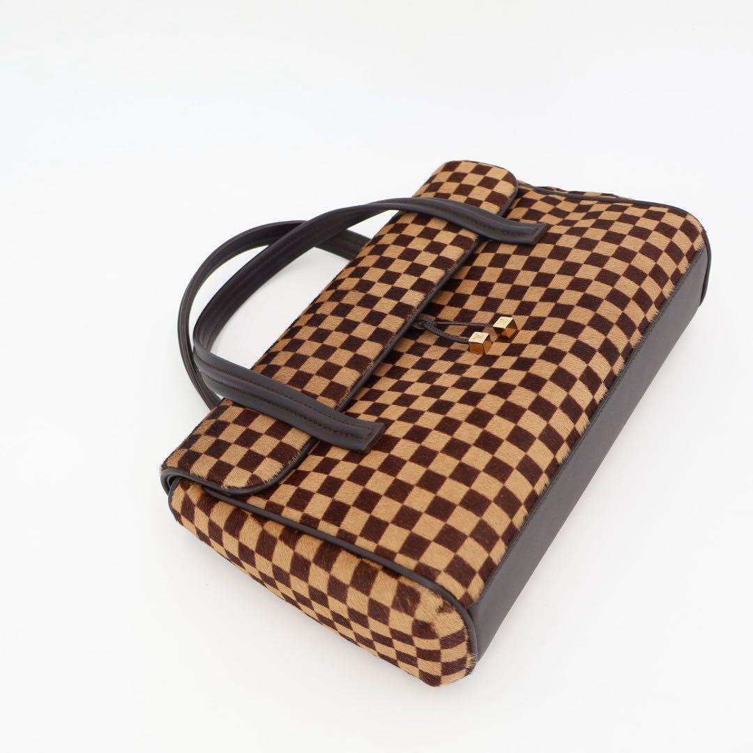 ルイヴィトン LOUIS VUITTON ダミエソバージュ ライオン ハンドバッグ ハラコ レザー M92131