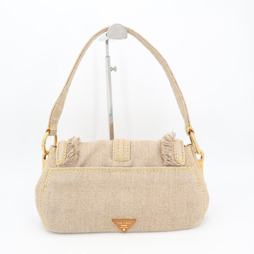 プラダ PRADA 麻 レザー ショルダーバッグ ショルダーバッグ レディース