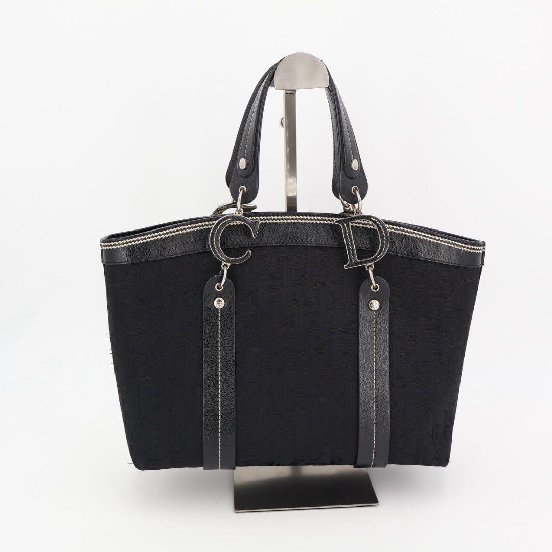 クリスチャンディオール Christian Dior トロッター フラワー 刺繍 トートバッグ ハンドバッグ