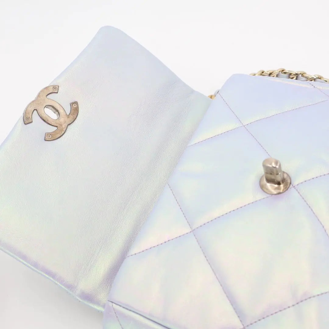シャネル CHANEL シャネル19 カーフ 2WAYショルダーバッグ オーロラ シルバー金具 ICチップあり B07690