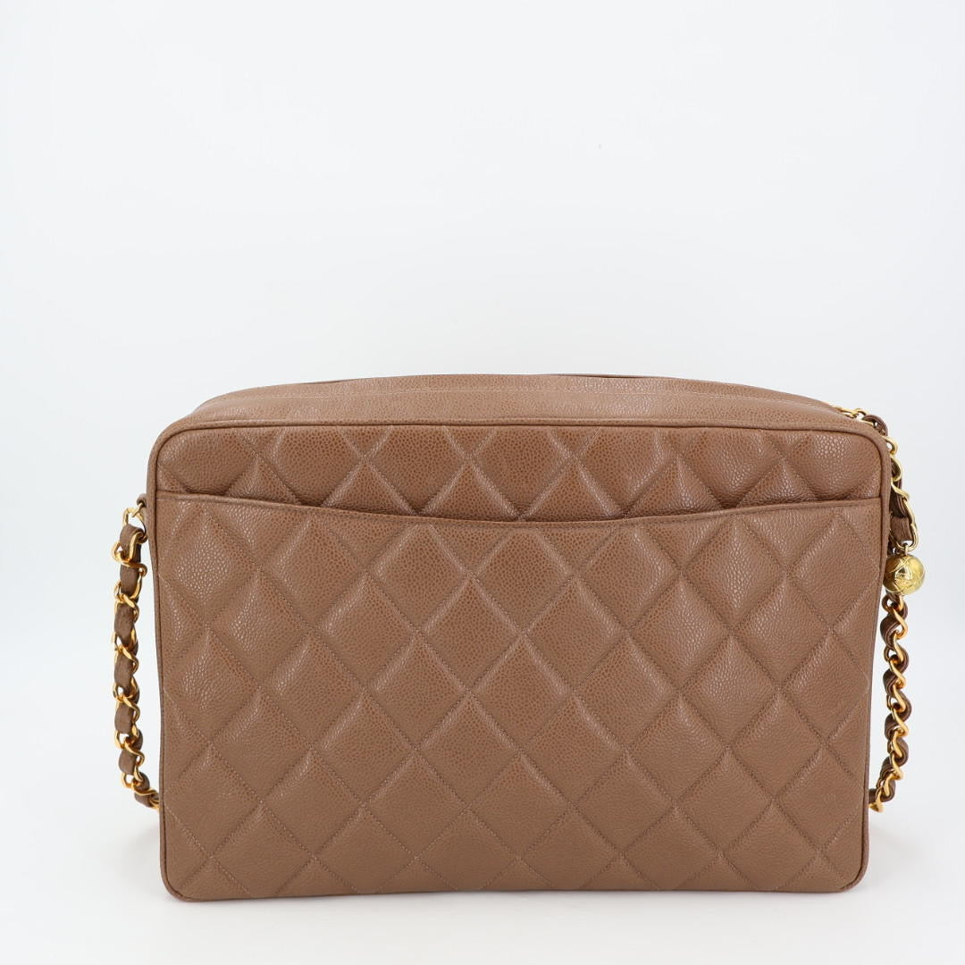 シャネル CHANEL マトラッセ ショルダーバッグ チェーン キャビアスキン ココマーク ブラウン