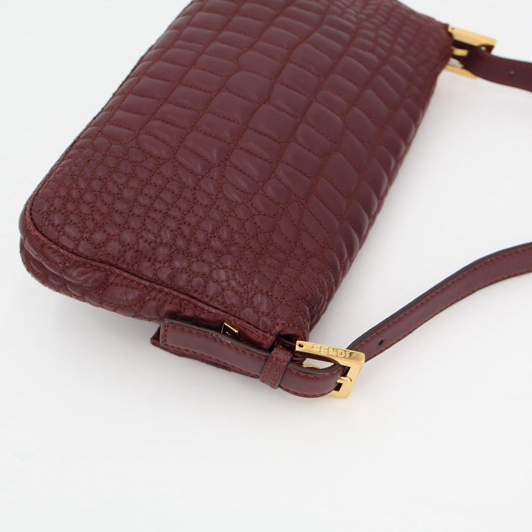 フェンディ Fendi マンマバケット レザー ショルダーバッグ ボルドー