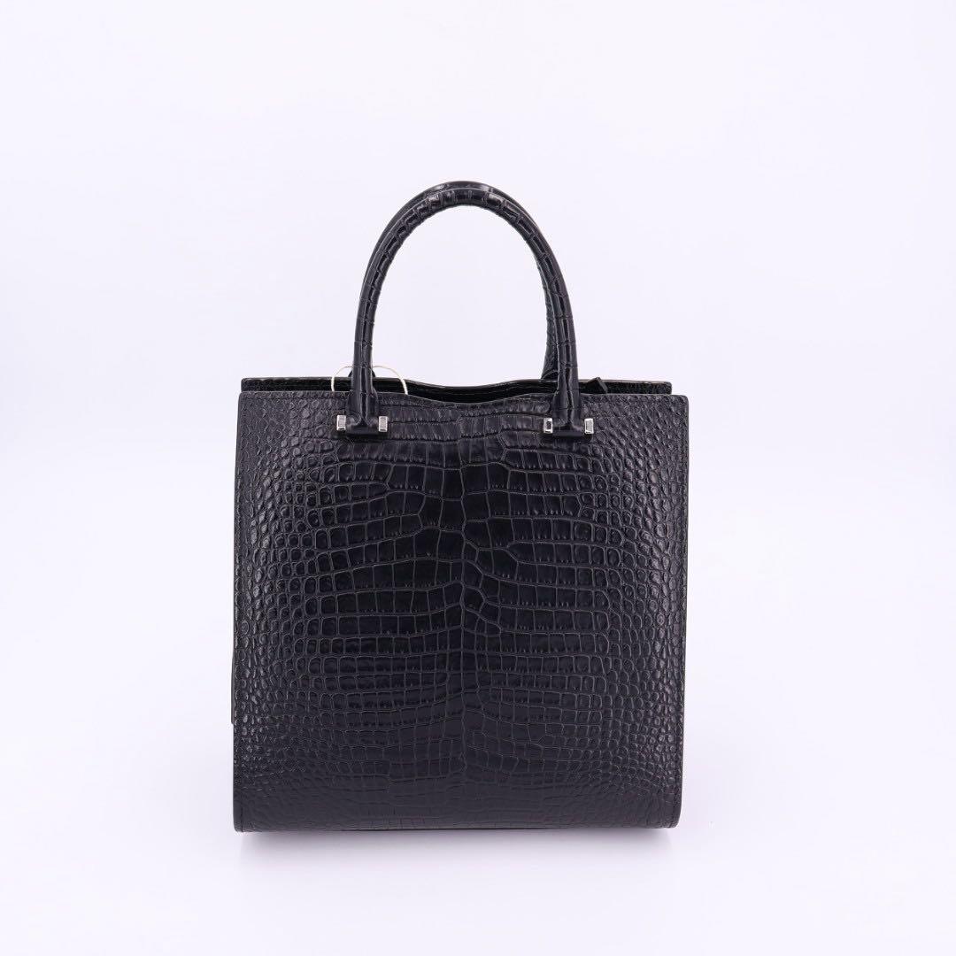 サンローラン Saint Laurent アップタウン スモール ハンドバッグ 2way ショルダー 肩掛け 斜め掛け トート クロコ型押し ブラック黒 シルバー金具