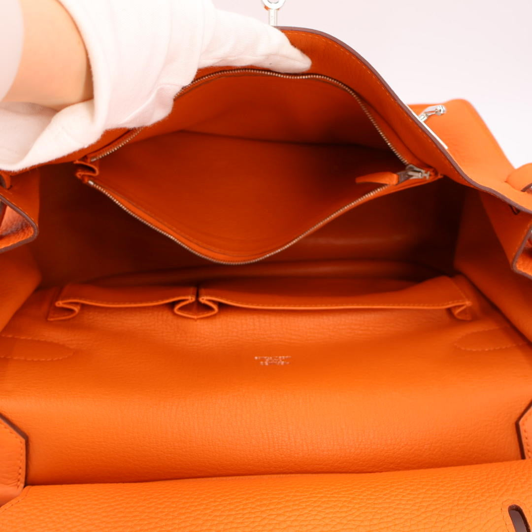 HERMES エルメス ジプシエール34 オレンジ シルバー金具 □R刻印(2014年頃)