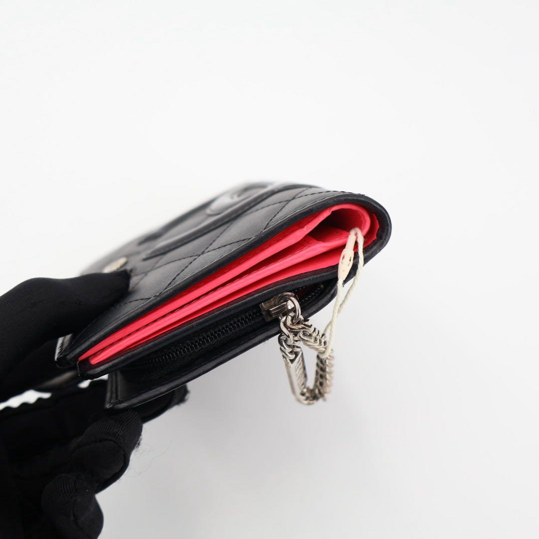 シャネル CHANEL ココマーク カンボン レザー 二つ折り財布 ブラック レディース ブランド