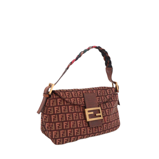 フェンディ Fendi ズッキーノ キャンバスxレザー ショルダーバッグ