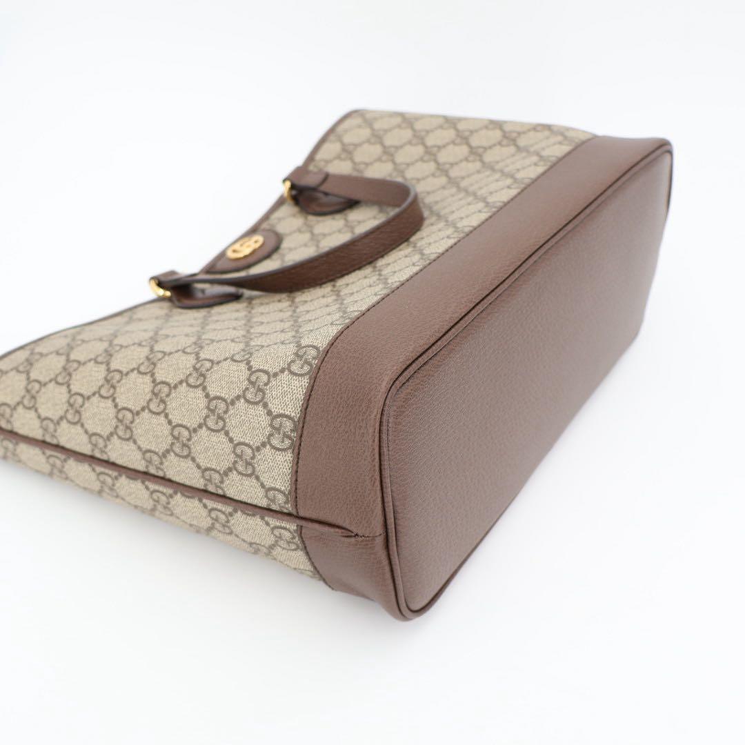 グッチ GUCCI GGスプリーム トートバッグ ショルダーバッグ 765043 ベージュ ブラウン PVC レザー レディース