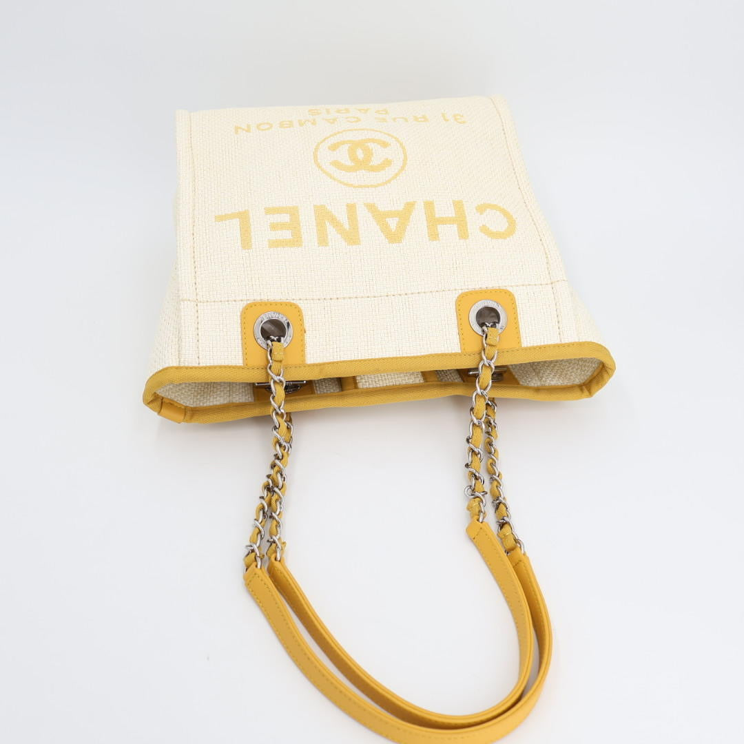 シャネル CHANEL ドーヴィル チェーントート ショルダーバッグ トートバッグ ハンドバッグ チェーンバッグ ストロー レザー かごバッグ レディース