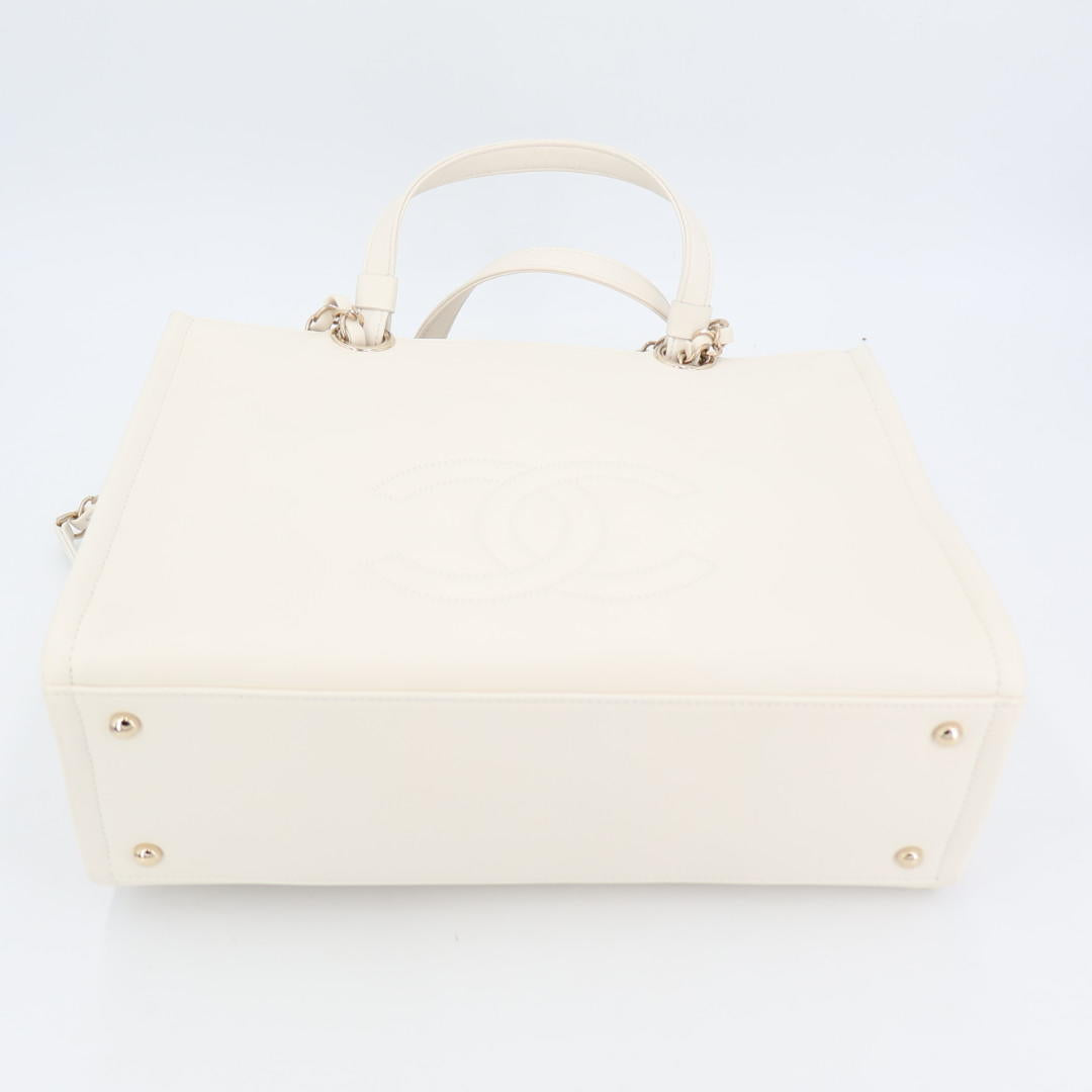 シャネル CHANEL スモールジップショップ 2WAY ホワイト AS3129 レディース トートバッグ 美品